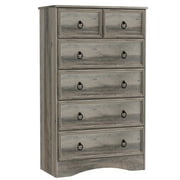 VVFLU Grey Dresser Tall for Bedroom, Wood 6 Drawers Chest, Storage for Clothes, Vintage, Living Room